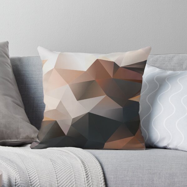 Polygon Brown Throw Pillow