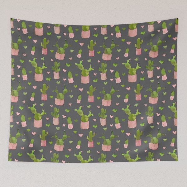 Item preview, Watercolor Cactus Pattern on Grey designed and sold by GrousyGirl.