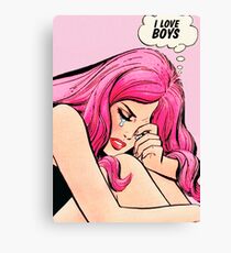 Comic- I love boys Canvas Print