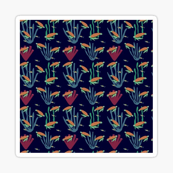 Item preview, Turtles Swimming With Foliage And Deep Blue Background designed and sold by ManateesDesign.