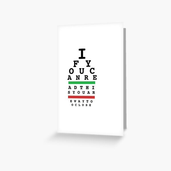 eye chart sticker Greeting Card