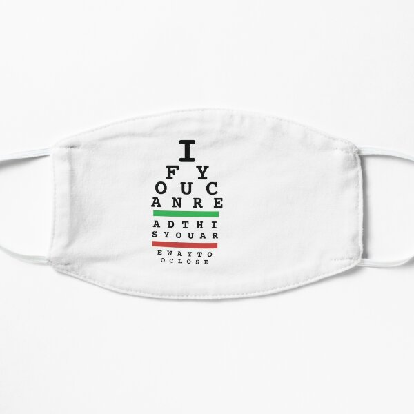 eye chart sticker Flat Mask