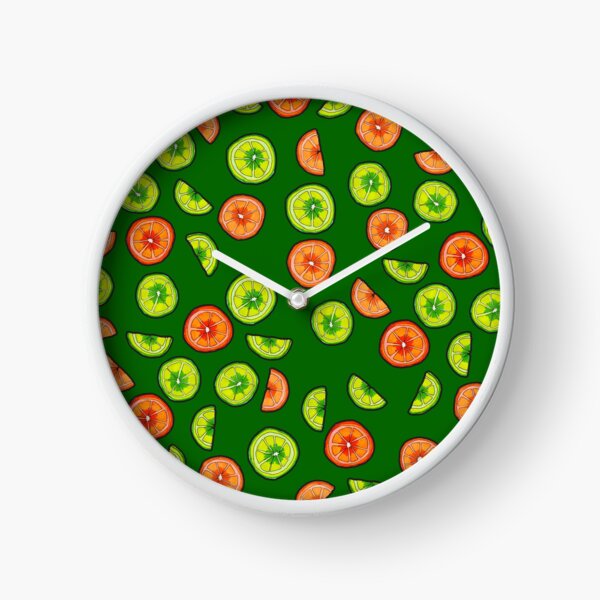 Oranges and Limes on Dark Green Clock