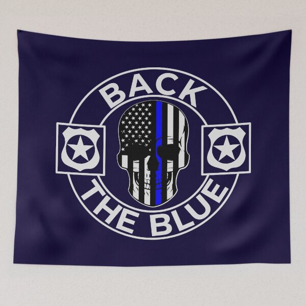 Item preview, Back The Blue Thin Line American Flag Skull designed and sold by Midlife50.