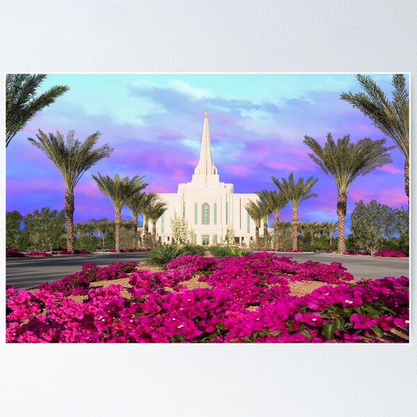 Item preview, Gilbert Arizona Temple - Red Flowers - 30x20 designed and sold by Ken Fortie.