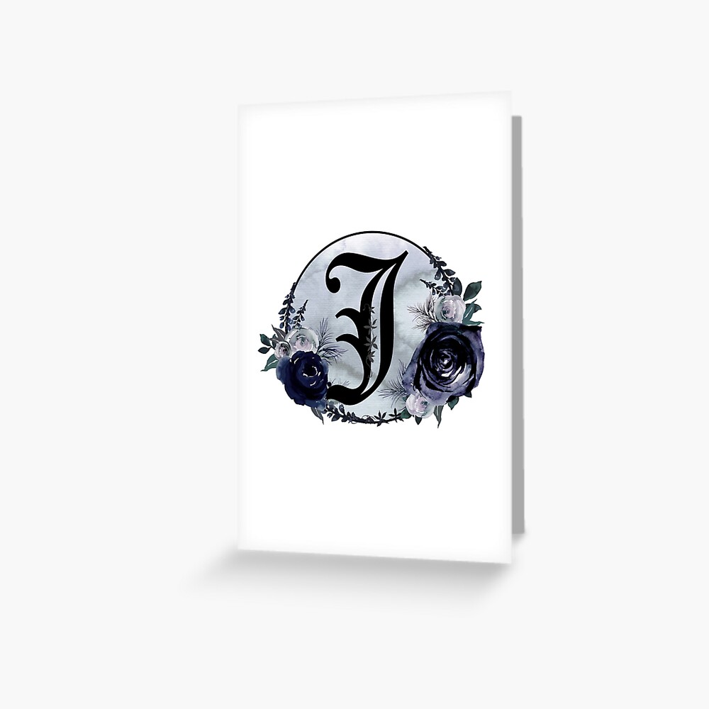 The Letter 'J' Blue Floral Circle Monogram  Canvas Print for Sale