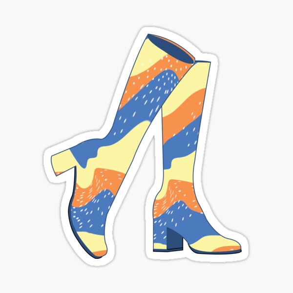"Orange Groove Gogo Boots" Sticker for Sale by mirabelgrace Redbubble