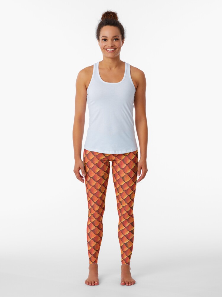 Orange Dragon Scale Leggings