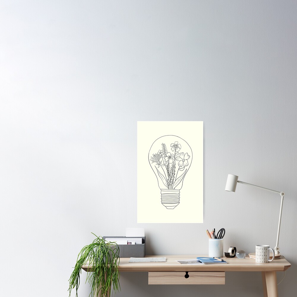 Flower Light Bulb Line Drawing Pin for Sale by maggie-jm