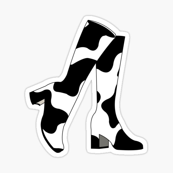 "Cow Print Gogo Boots" Sticker for Sale by mirabelgrace Redbubble