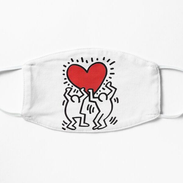 Cloth face mask Keith Haring heart Masque sans plis