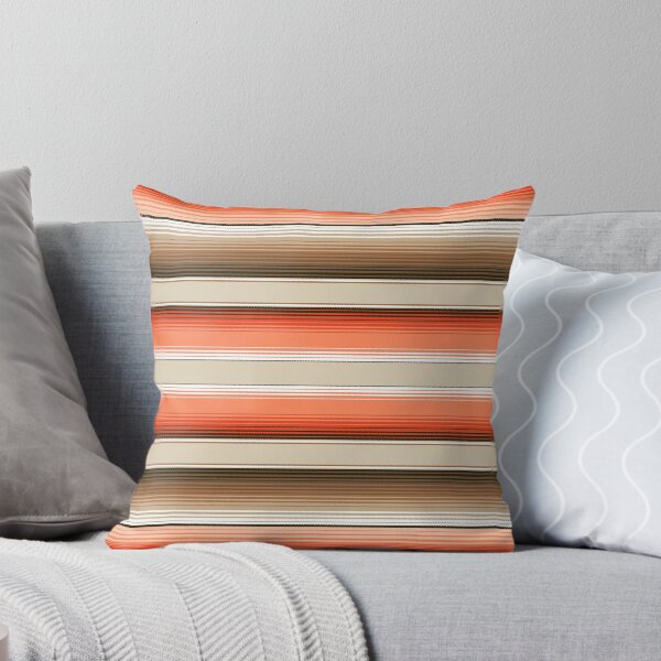 Aperçu de l'œuvre Navajo Blanc, Orange brûlé et Marron Serape du Sud-Ouest Couverture Rayures créée et vendue par Artefficient.