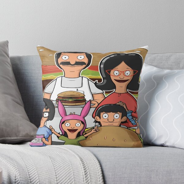 bobes family burger Graphic T Shirt Throw Pillow