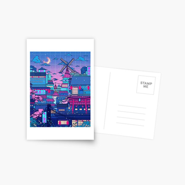 Cyberpunk Village Postcard