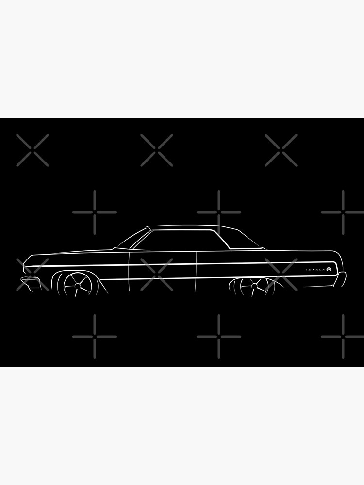 Discover 1964 Chevy Impala - profile stencil, white Premium Matte Vertical Poster