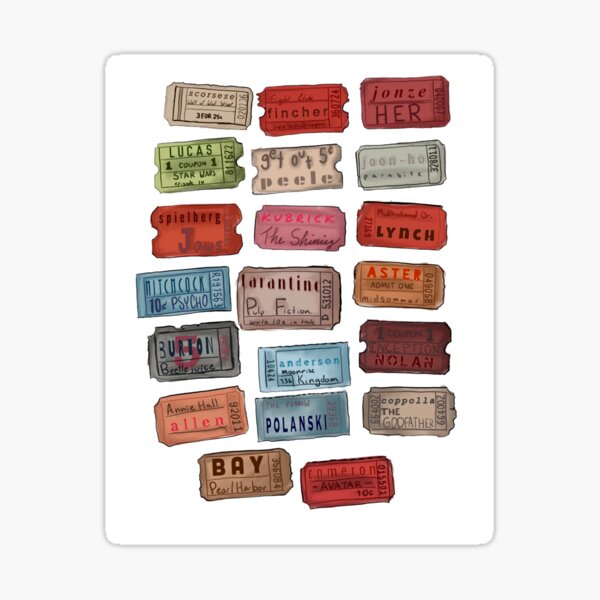 famous directors ticket stubs Sticker