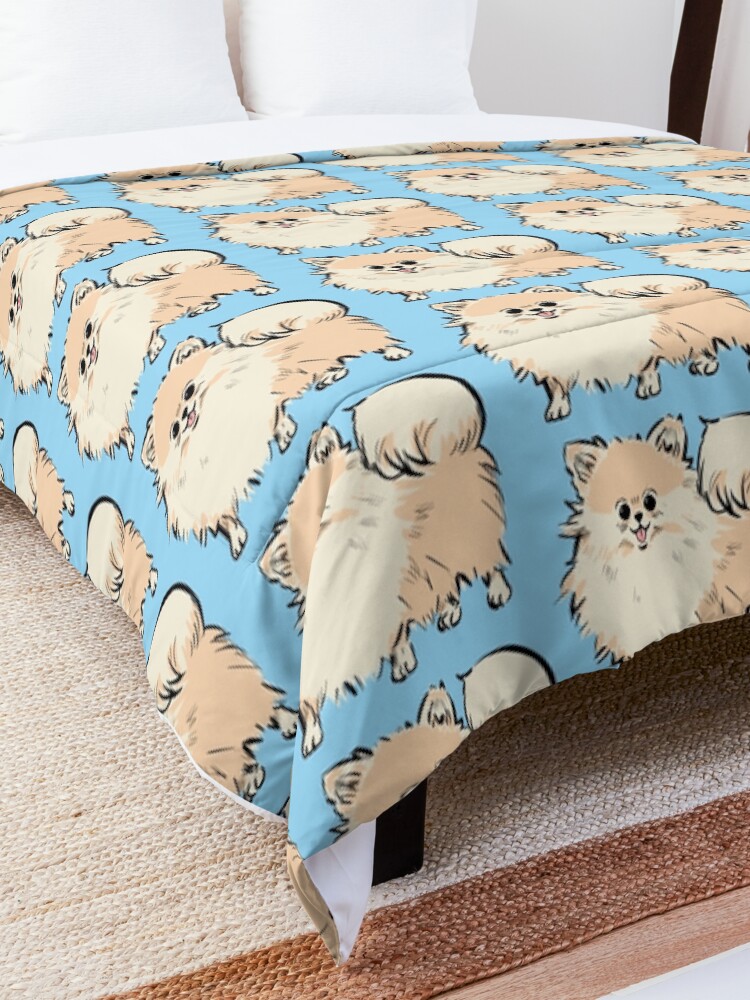 "Happy Cute Pomeranian Puppy Dog" Comforter by picayan Redbubble