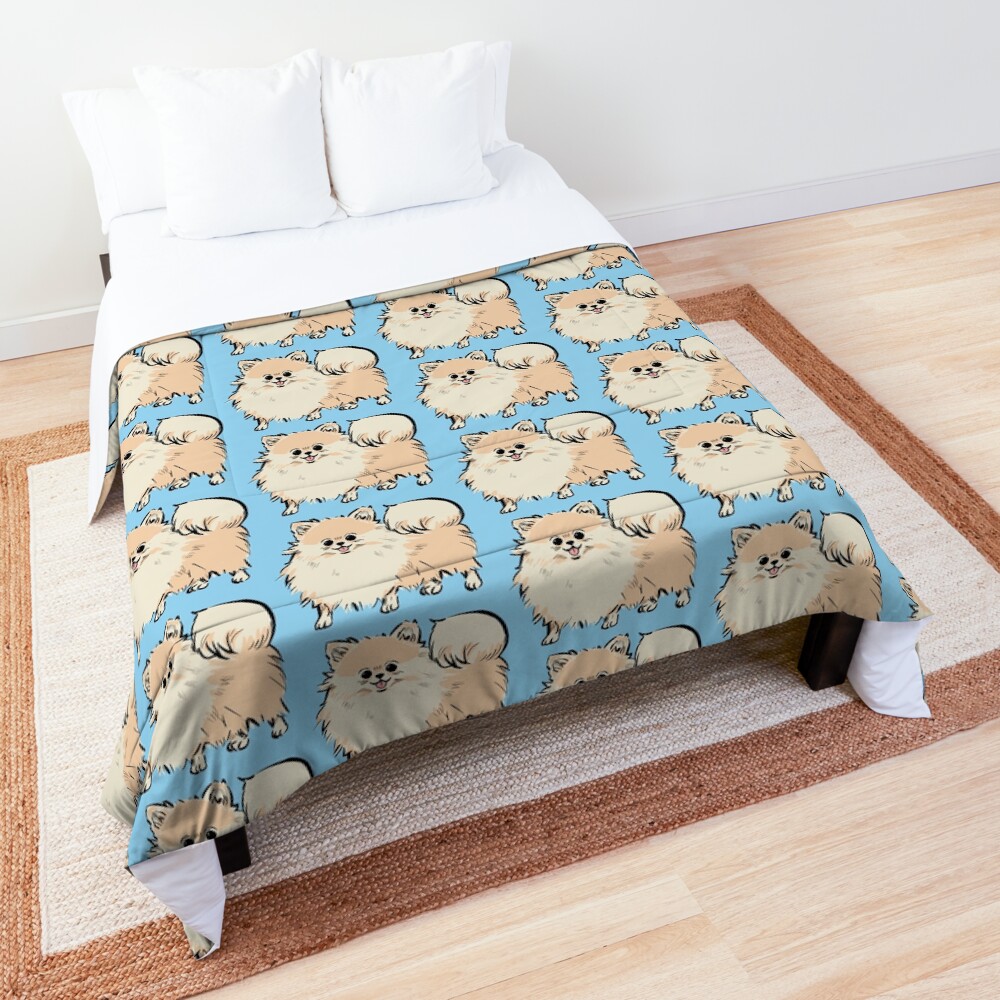 "Happy Cute Pomeranian Puppy Dog" Comforter by picayan Redbubble
