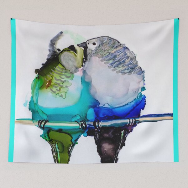 Item preview, Original Alcohol Ink Painting of Love Birds designed and sold by RedRoofStudio.