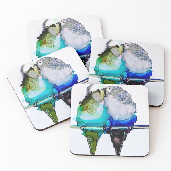 Item preview, Original Alcohol Ink Painting of Love Birds designed and sold by RedRoofStudio.