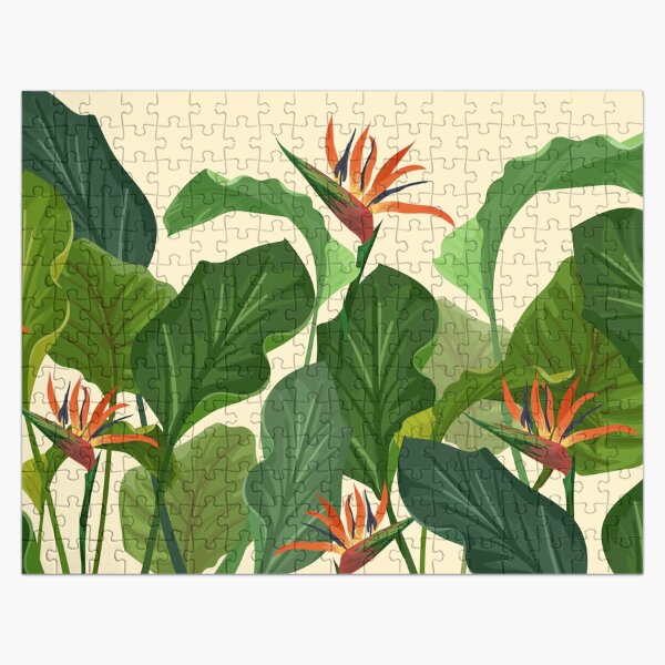 Monstera Bird Of Paradise Tropical Plant Art Jigsaw Puzzle