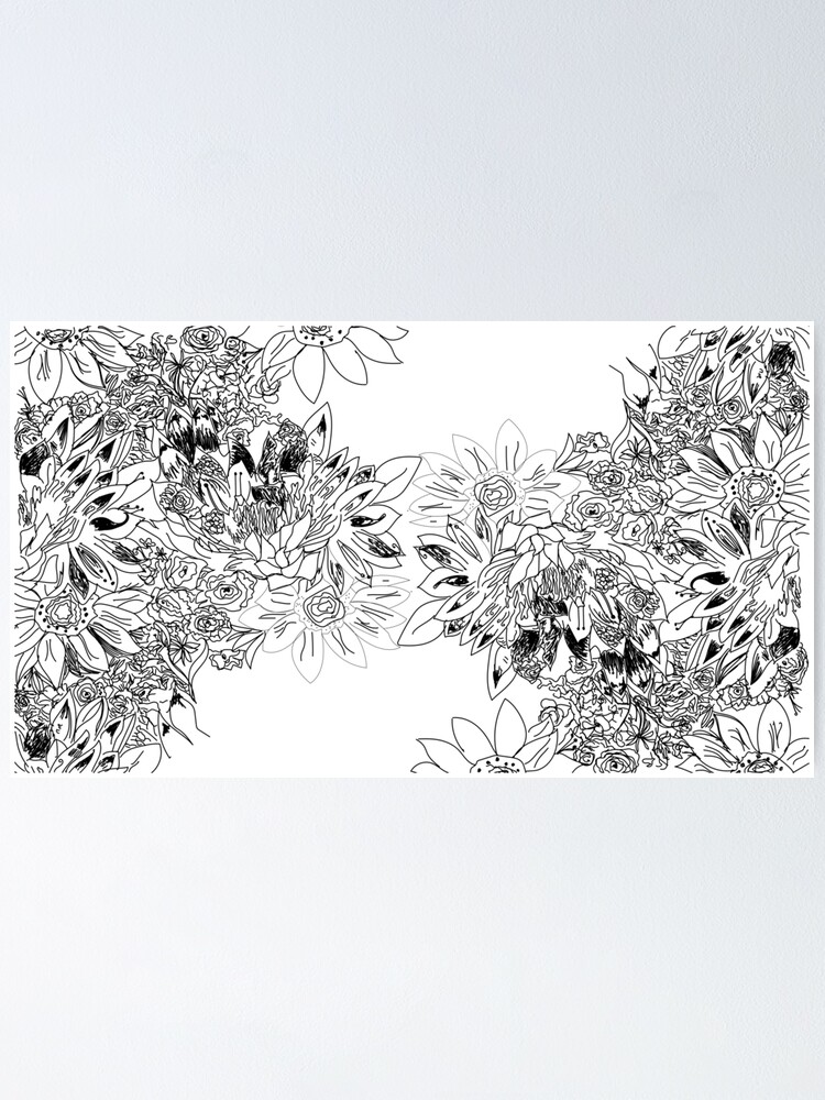 "Black and White Floral " Poster for Sale by siemprejoven Redbubble