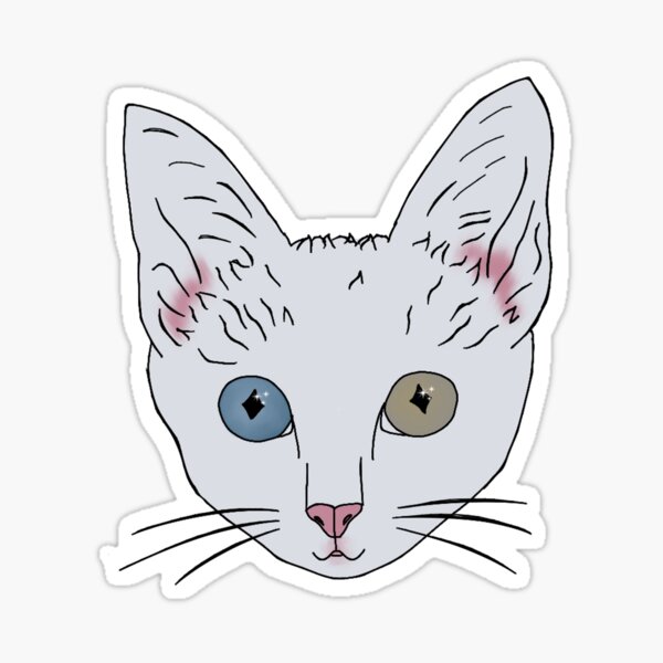 Item preview, White odd eyed kitten designed and sold by hanwritten.