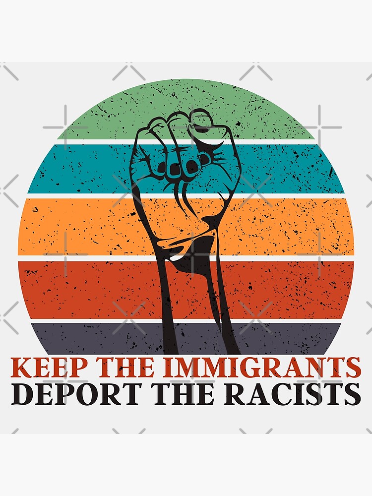 Disover Keep The Immigrants Deport The Racists | Retro Equality Sunset 2 Premium Matte Vertical Poster
