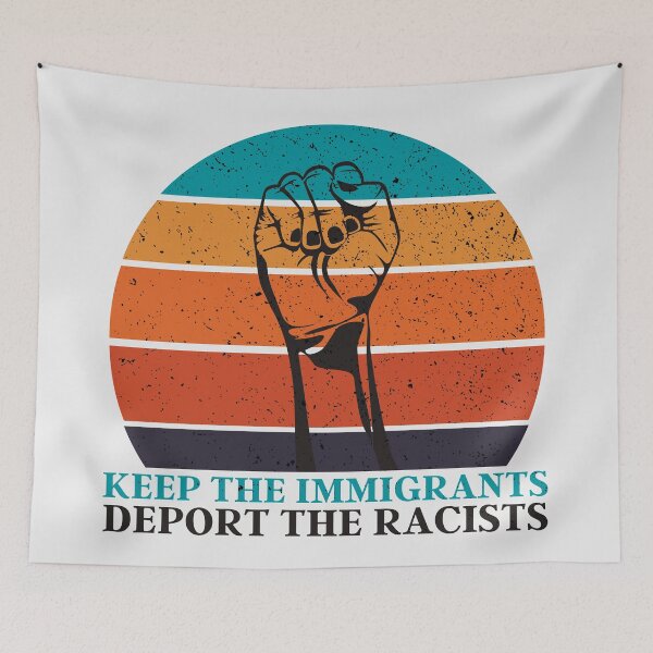 Item preview, Keep The Immigrants Deport The Racists | Retro Equality Sunset 5 designed and sold by KauzSL.
