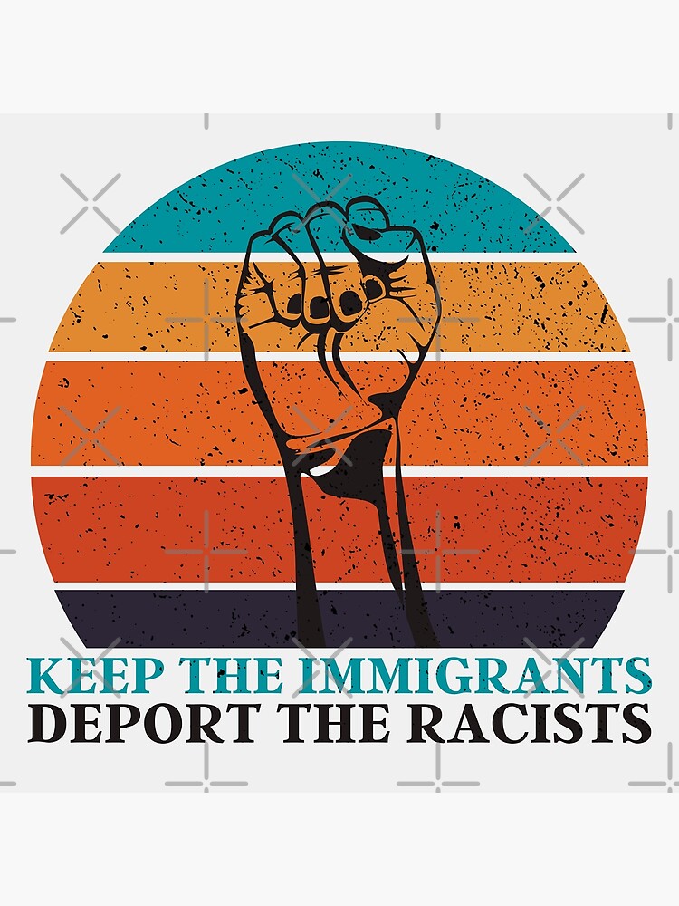 Disover Keep The Immigrants Deport The Racists | Retro Equality Sunset 5 Premium Matte Vertical Poster