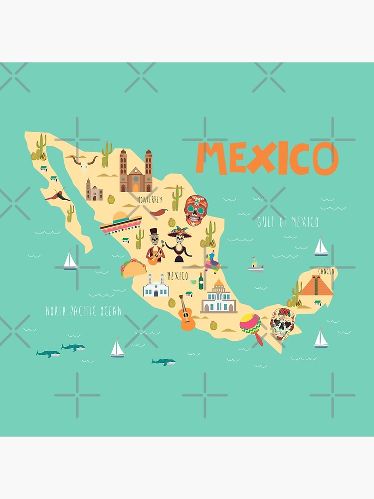 Mexico Illustrated Map - Mexico - Sticker