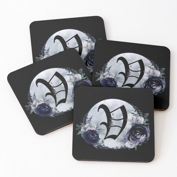 Artikelvorschau, Der Buchstabe 'V' Gothic Black Floral Circle Monogram entworfen und verkauft von Bumblefuzzies.