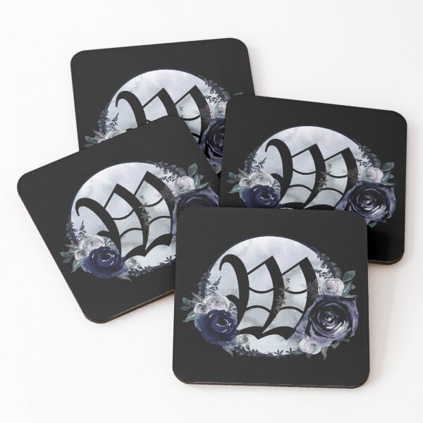Item preview, The Letter 'W' Gothic Black Floral Circle Monogram  designed and sold by Bumblefuzzies.