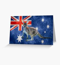 Kangaroo and Australian Flag Greeting Card