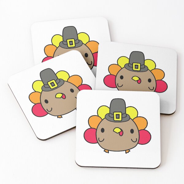 Item preview, Kawaii Turkey with Pilgrim Hat - Cute Thanksgiving Gift Idea designed and sold by mariekawaii.