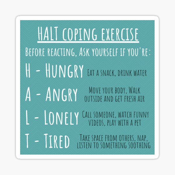 HALT Coping Exercise Sticker