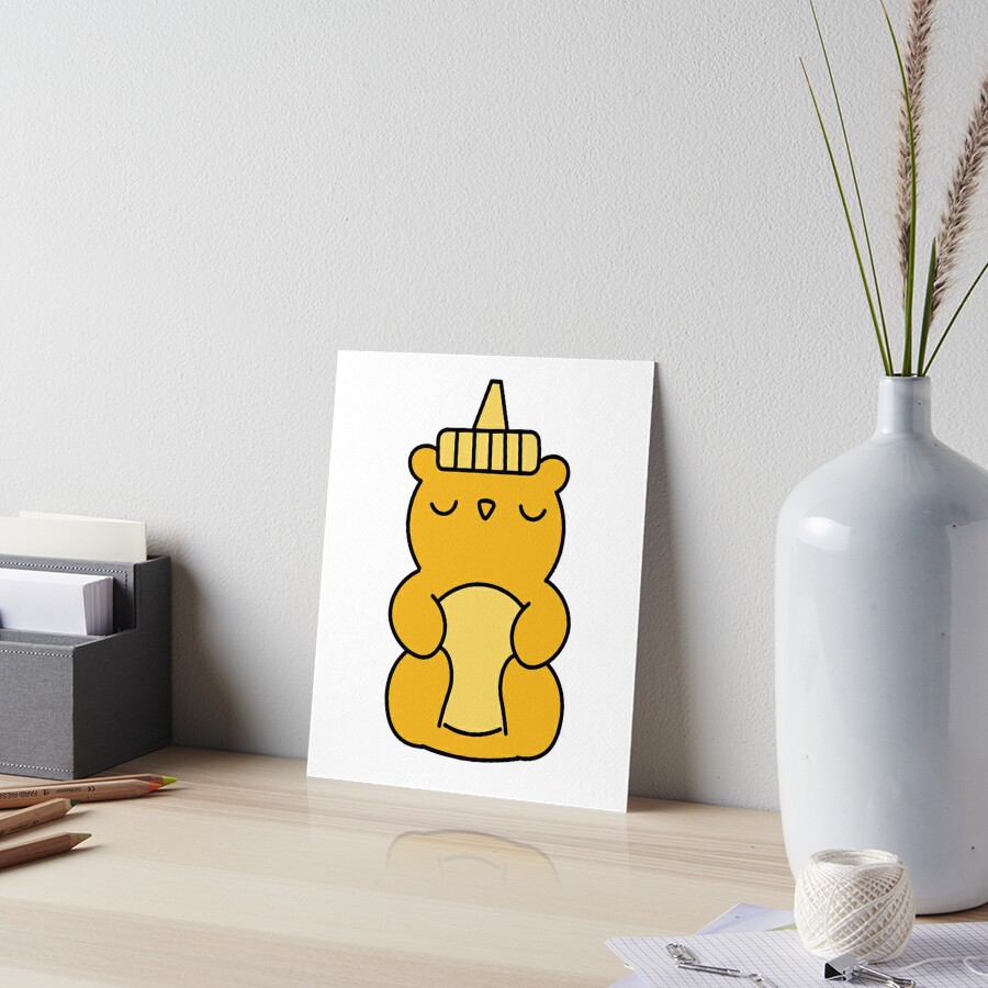 Download Kawaii Honey Bear Cute Squeeze Bottle Golden Yellow Design Art Board Print By Mariekawaii Redbubble PSD Mockup Templates