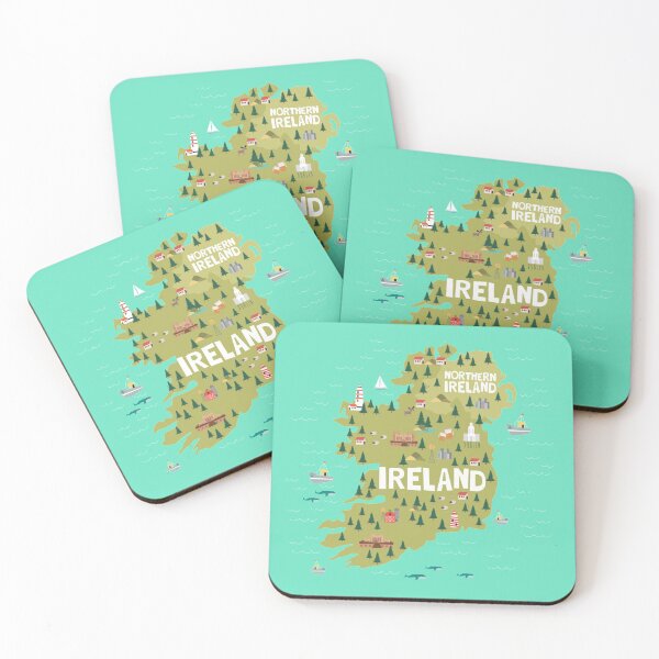 Item preview, IRELAND illustrated map designed and sold by Trio's Stuff.