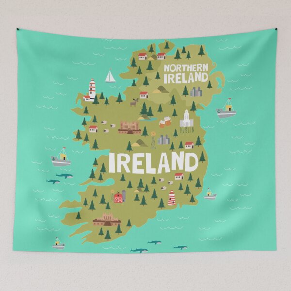 Item preview, IRELAND illustrated map designed and sold by Trio's Stuff.