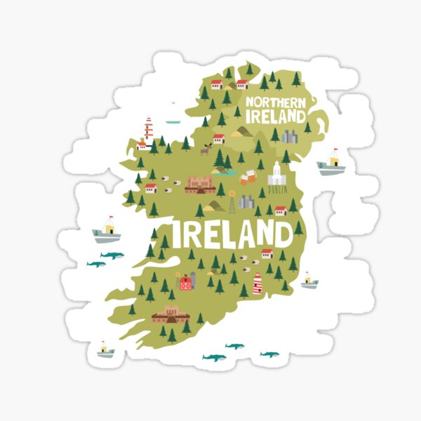 Item preview, IRELAND illustrated map designed and sold by Trio's Stuff.