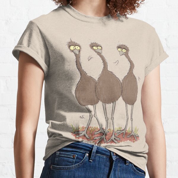 Funny Australian emu trio cartoon illustration Classic T-Shirt