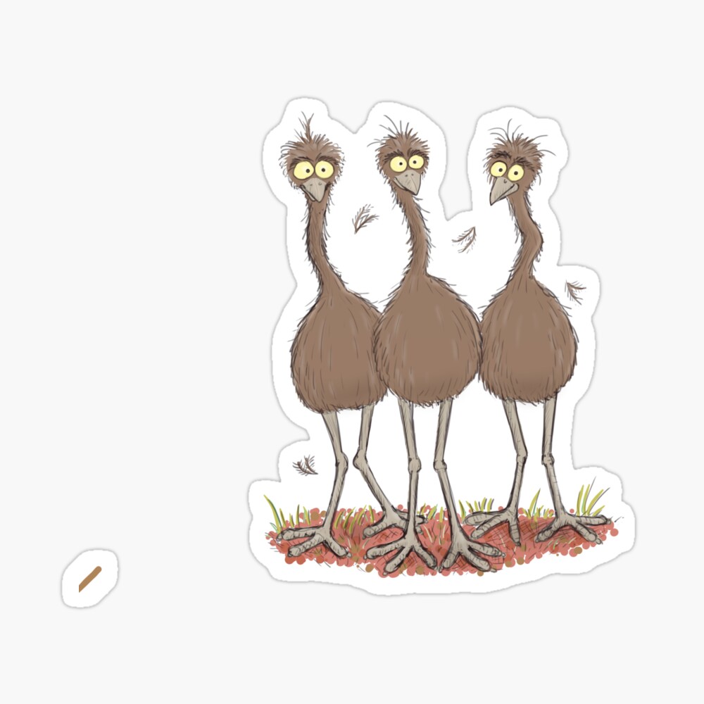 Funny Australian emu trio cartoon illustration Funny Australian emu trio cartoon illustration
