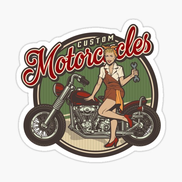Stickers autocollant pin-up old school bougie piston pin up pinup bobber harley 