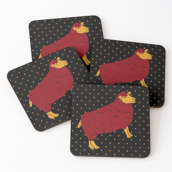 Item preview, Red Sheep With Yellow Polka Dots | Traditional Russian Style Seamless Pattern  designed and sold by EarlessPierre.