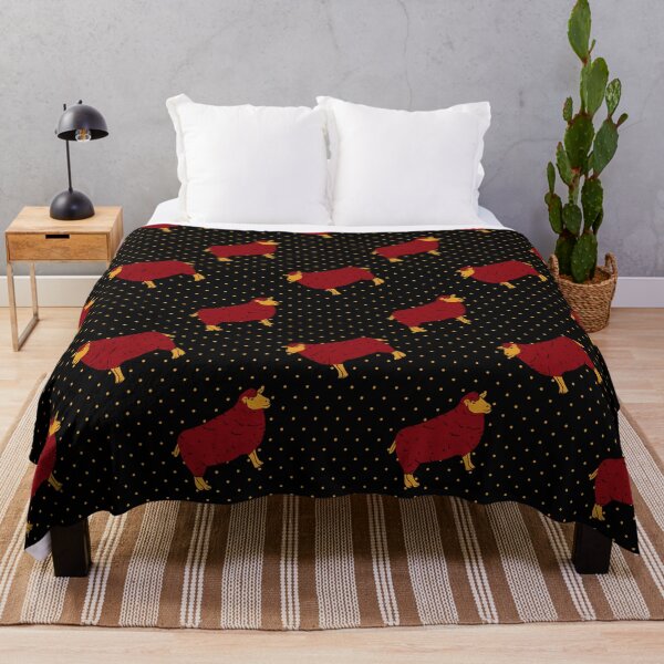 Item preview, Red Sheep With Yellow Polka Dots | Traditional Russian Style Seamless Pattern  designed and sold by EarlessPierre.