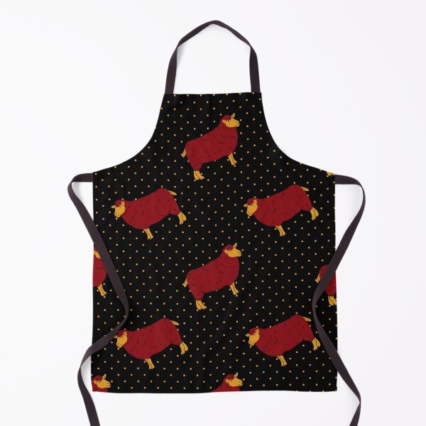 Item preview, Red Sheep With Yellow Polka Dots | Traditional Russian Style Seamless Pattern designed and sold by EarlessPierre.