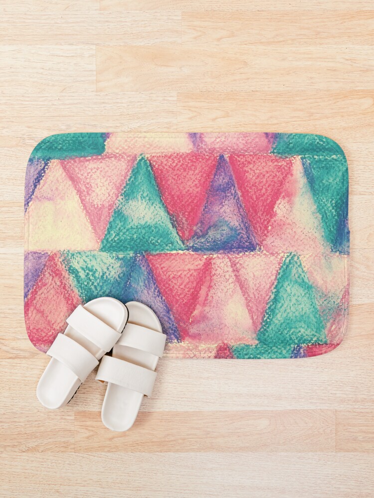 Thumbnail 1 of 6, Bath Mat, Colourful Triangle Shape designed and sold by SwePattern.