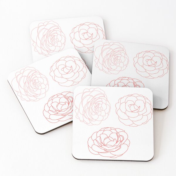 Item preview, Pink and Red Camellia Flower Transparent Outline Illustration designed and sold by DesignsByGG.