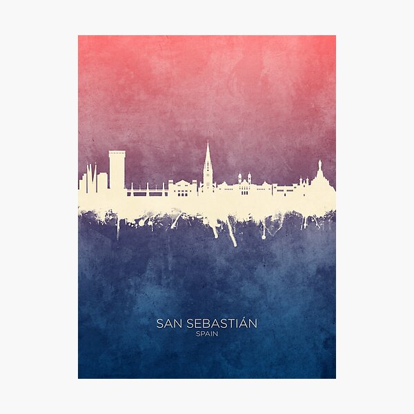 Vista previa del artículo con la obra «San Sebastian Spain Skyline», diseñado y vendido por ArtPrints.