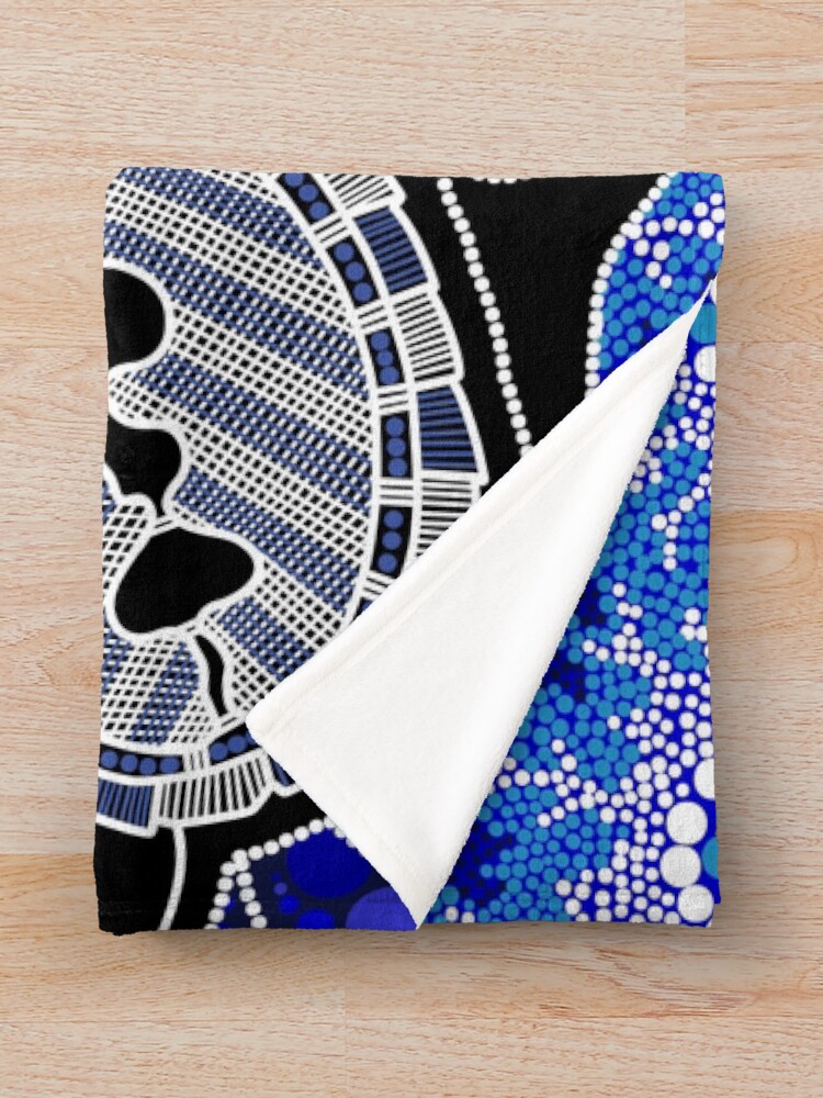 "Authentic Aboriginal Art Baby Sea Turtles" Throw Blanket for Sale by